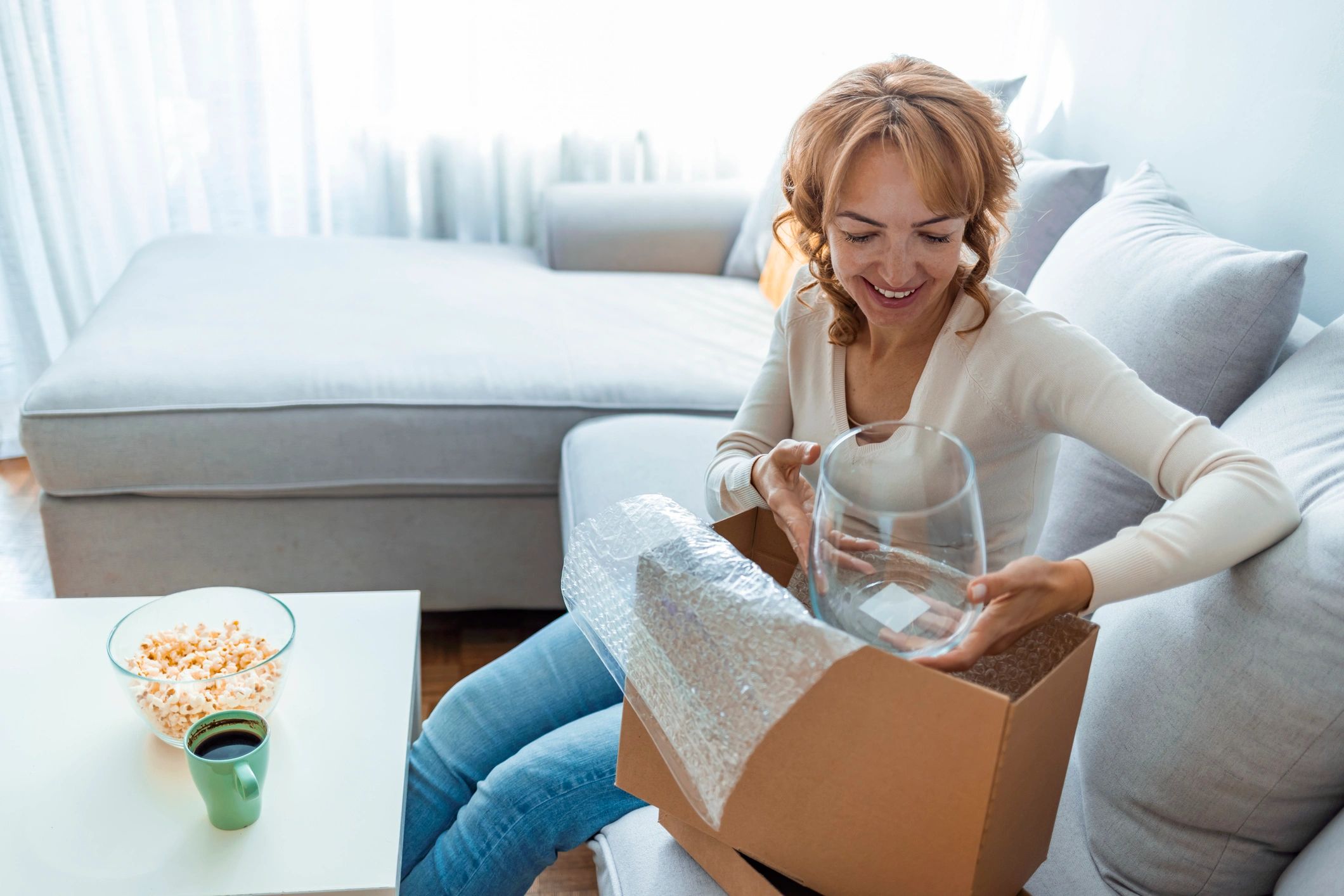 Customer unpacking a gift box